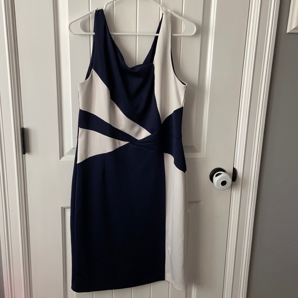 Navy Blue and White Dress